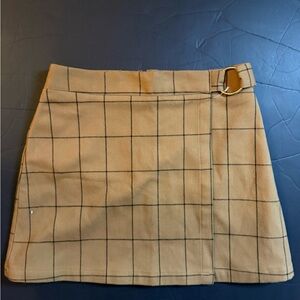 Forever 21 Camel Checkered Mini Skirt